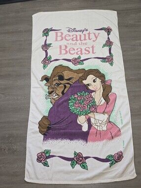Vintage 90's Disney's Beauty And The Beast Beach Towel Belle Beast Franco